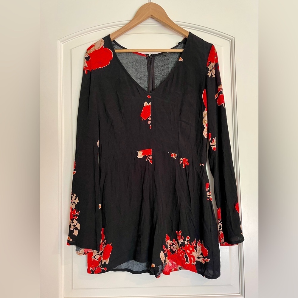 Obey Black and Red Floral romper